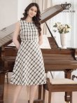 画像1: [送料無料][GINZA COUTURE]ブラック×イエロー・ブラック×レッド・チェック・ツイード・Aライン・ノースリーブ・ミディアムドレス・ワンピース[即日発送][大きいサイズあり] (1)