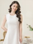 画像4: [送料無料][GINZA COUTURE]ホワイト・イエロー・ツイード・Aライン・シンプル・ドット風・ミディアムドレス・ワンピース[即日発送][大きいサイズあり] (4)