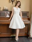 画像10: [送料無料][GINZA COUTURE]ピンク×シルバー・ホワイト・ピンク×ゴールド・ブルー・フラワープリント・金糸・Aライン・ミディアムドレス・ワンピース[即日発送][大きいサイズあり] (10)