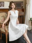 画像20: [送料無料][GINZA COUTURE]ピンク×ゴールド・ブルー・ピンク×シルバー・ホワイト・フラワープリント・金糸・Aライン・ミディアムドレス・ワンピース[即日発送][大きいサイズあり] (20)