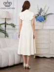 画像3: [送料無料][GINZA COUTURE]アイボリー・ホワイト×ピンク・ホワイト×イエロー・ロイヤルブルー・ベージュ×グレー・サテン・プリント・花柄・リボン・ノースリーブ・Aライン・ミディアムドレス・ワンピース[即日発送][大きいサイズあり] (3)