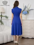 画像15: [送料無料][GINZA COUTURE]ホワイト×イエロー・ホワイト×ピンク・ロイヤルブルー・ベージュ×グレー・サテン・プリント・花柄・リボン・ノースリーブ・Aライン・ミディアムドレス・ワンピース[即日発送][大きいサイズあり] (15)