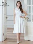 画像6: [送料無料][GINZA COUTURE]ホワイト・ワインレッド・ワンカラー・サテン・シンプル・ノースリーブ・切替・Aライン・フレア・ミディアムドレス・ワンピース[即日発送][大きいサイズあり] (6)