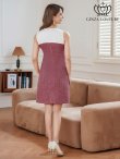 画像9: [送料無料][GINZA COUTURE]ホワイト×ベージュ・ホワイト×ワインレッド・バイカラー・チェーン・ポケット・ノースリーブ・タイト・ミニドレス・ワンピース[即日発送][大きいサイズあり] (9)