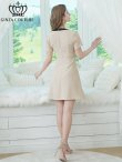 画像3: [送料無料][GINZA COUTURE]ベージュ・グレー・ネイビー・レッド・ピンク・イエロー・アイボリー・バイカラー・半袖・Aライン・リボン・ボタン・シンプル・ミニドレス・ワンピース[即日発送][大きいサイズあり] (3)