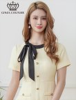 画像4: [送料無料][GINZA COUTURE]イエロー・ピンク・アイボリー・ネイビー・半袖・Aライン・リボン・ボタン・シンプル・ミニドレス・ワンピース[即日発送][大きいサイズあり] (4)
