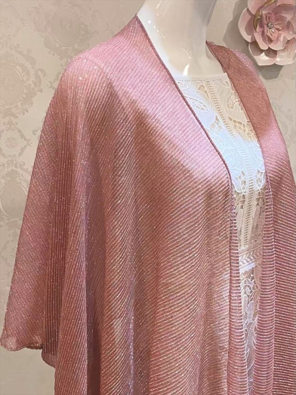 画像9: [GINZA COUTURE]ベージュ・ブラック・ホワイト・ピンク・レッド・金糸・シンプル・エレガント・パーティー・三角・ショール・ストール[即日発送] (9)