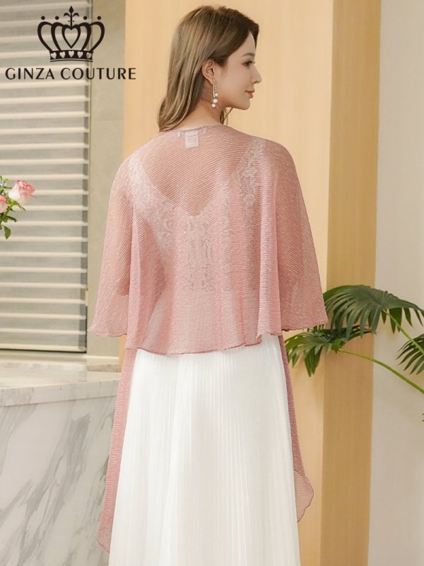 画像7: [GINZA COUTURE]ブラック・ホワイト・ピンク・レッド・ベージュ・金糸・シンプル・エレガント・パーティー・三角・ショール・ストール[即日発送] (7)