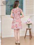 画像3: [送料無料][GINZA COUTURE]ピンク・ノースリーブ・花柄・プリント・シフォン・肩リボン・ティアード・フリル・アシンメトリー・Aライン・ミニドレス・ワンピース[即日発送][大きいサイズあり] (3)
