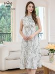 画像1: [送料無料][GINZA COUTURE]ホワイト×ブラック・ノースリーブ・Aライン・ハイウエスト・ミディアムドレス・ワンピース[即日発送][大きいサイズあり] (1)