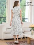 画像3: [送料無料][GINZA COUTURE]ホワイト×ブラック・ノースリーブ・Aライン・ハイウエスト・ミディアムドレス・ワンピース[即日発送][大きいサイズあり] (3)