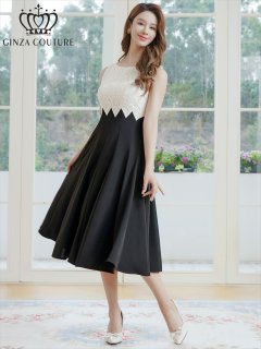 GINZA COUTURE パーティドレス ワンピース ナイトドレス GINZA COUTURE/銀座クチュール】ドットレース/ 刺繍レース