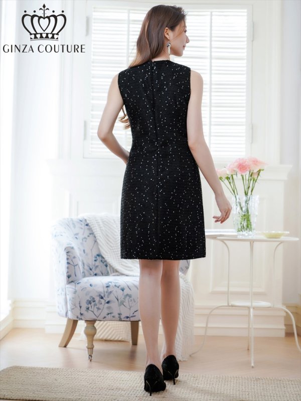画像15: [送料無料][GINZA COUTURE]ワインレッド・ホワイト・ブラック・ネイビー・グレー・ツイード・スパンコール・ノースリーブ・ポケット・Aライン・ミニドレス・ワンピース[即日発送][大きいサイズあり] (15)