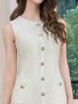 画像10: [送料無料][GINZA COUTURE]ブラック・ホワイト・ノースリーブ・ツイード・スパンコール・ポケット・Aライン・ミニドレス・ワンピース[即日発送][大きいサイズあり] (10)