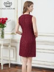 画像3: [送料無料][GINZA COUTURE]ワインレッド・ホワイト・ブラック・ネイビー・グレー・ツイード・スパンコール・ノースリーブ・ポケット・Aライン・ミニドレス・ワンピース[即日発送][大きいサイズあり] (3)