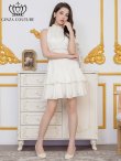 画像11: [送料無料][GINZA COUTURE]ブラック×ホワイト・ホワイト・ロイヤルブルー・花柄・プリント・首元フリル・ウエストマーク・アメリカンスリーブ・ティアード・Aライン・ミニドレス・ワンピース[即日発送][大きいサイズあり] (11)