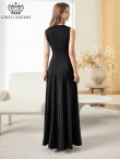 画像3: [送料無料][GINZA COUTURE]ブラック・ブラクラ×ホワイト・ホワイト×ブラック・イエロー・パープル・ロイヤルブルー・ホワイト・ワインレッド・サテン・シンプル・Vネック・ノースリーブ・ウエストマーク・Aライン・ロングドレス[即日発送][大きいサイズあり] (3)