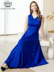 画像6: [送料無料][GINZA COUTURE]ロイヤルブルー・ホワイト・ワインレッド・サテン・シンプル・Vネック・ノースリーブ・ウエストマーク・Aライン・ロングドレス[即日発送][大きいサイズあり] (6)