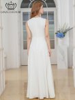 画像3: [送料無料][GINZA COUTURE]ホワイト・ロイヤルブルー・ワインレッド・サテン・シンプル・Vネック・ノースリーブ・ウエストマーク・Aライン・ロングドレス[即日発送][大きいサイズあり] (3)