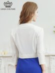 画像6: [送料無料][GINZA COUTURE]ブラック・ホワイト・ワンカラー・シンプル・無地・くるみボタン・ストレッチ・ジャケット風・ボレロ[即日発送][大きいサイズあり] (6)