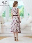 画像3: [送料無料][GINZA COUTURE]ホワイト×ブラウン・シフォン・プリント・切替・Aライン・ノースリーブ・ミディアムドレス・ワンピース[即日発送][大きいサイズあり] (3)