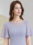 画像16: [送料無料][GINZA COUTURE]ロイヤルブルー・オレンジ・グレー・ワンカラー・シンプル・スクープネック・袖付き・半袖・膝丈・無地・タイト・ミディアムドレス・ワンピース[即日発送][大きいサイズあり] (16)