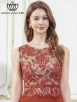 画像4: [送料無料][GINZA COUTURE]レッド・レース・サテン・切替・ウエストマーク・上品・タイト・ミディアムドレス・ワンピースタイト・ミディアムドレス・ワンピース[即日発送][大きいサイズあり] (4)