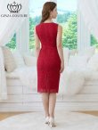 画像3: [送料無料][GINZA COUTURE]レッド・ホワイト・アイボリー・総レース・ウエストリボン・ノースリーブ・タイト・膝丈・ミディアムドレス・ワンピース[即日発送][大きいサイズあり] (3)