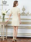 画像3: [送料無料][GINZA COUTURE]アイボリー・ツイード・ポケット・金ボタン・パールブローチ付き・半袖・Aライ・ミニドレス・ワンピース[即日発送][大きいサイズあり] (3)