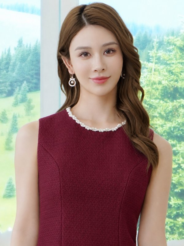 画像4: [送料無料][GINZA COUTURE]ワインレッド・ホワイト・ピンク・ベージュ・ワンカラー・ツイード・ノースリーブ・シンプル・Aライン・ミニドレス・ワンピース[即日発送][大きいサイズあり] (4)