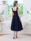 画像3: [送料無料][GINZA COUTURE]ネイビー・グレー・ワインレッド・ホワイト・ワンカラー・シンプル・サテン・ノースリーブ・フレア・Aライン・ミディアムドレス・ワンピース[即日発送][大きいサイズあり] (3)
