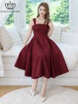 画像12: [送料無料][GINZA COUTURE]ホワイト・ワインレッド・ワンカラー・シンプル・サテン・ノースリーブ・フレア・Aライン・ミディアムドレス・ワンピース[即日発送][大きいサイズあり] (12)