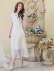画像5: [送料無料][GINZA COUTURE]ホワイト・ブラック・ワインレッド・ピンク・総レース・ラインストーン・Vネック・半袖・ハイウエスト・Aライン・ミディアムドレス・ワンピース[即日発送][大きいサイズあり] (5)