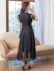 画像10: [送料無料][GINZA COUTURE]ホワイト・ブラック・ワインレッド・ピンク・総レース・ラインストーン・Vネック・半袖・ハイウエスト・Aライン・ミディアムドレス・ワンピース[即日発送][大きいサイズあり] (10)