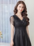 画像11: [送料無料][GINZA COUTURE]ホワイト・ブラック・ワインレッド・ピンク・総レース・ラインストーン・Vネック・半袖・ハイウエスト・Aライン・ミディアムドレス・ワンピース[即日発送][大きいサイズあり] (11)