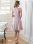 画像3: [送料無料][GINZA COUTURE]ピンク・ベージュ・レッド・ブラック ・ワインレッド・半袖・シンプル ・Ａライン・リボン・ミディアムドレス・ワンピース[即日発送][大きいサイズあり] (3)