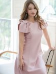 画像6: [送料無料][GINZA COUTURE]ピンク・ベージュ・レッド・ブラック ・ワインレッド・半袖・シンプル ・Ａライン・リボン・ミディアムドレス・ワンピース[即日発送][大きいサイズあり] (6)