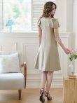 画像9: [送料無料][GINZA COUTURE]ピンク・ベージュ・レッド・ブラック ・ワインレッド・半袖・シンプル ・Ａライン・リボン・ミディアムドレス・ワンピース[即日発送][大きいサイズあり] (9)