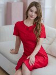 画像12: [送料無料][GINZA COUTURE]ピンク・レッド・半袖・シンプル・リボン・Ａライン・膝丈・ワンピース[即日発送][大きいサイズあり] (12)
