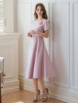画像11: [送料無料][GINZA COUTURE]レッド・ピンク・ホワイト・半袖・シンプル・コサージュ・Ａライン・ミディアムドレス・ワンピース[即日発送][大きいサイズあり] (11)