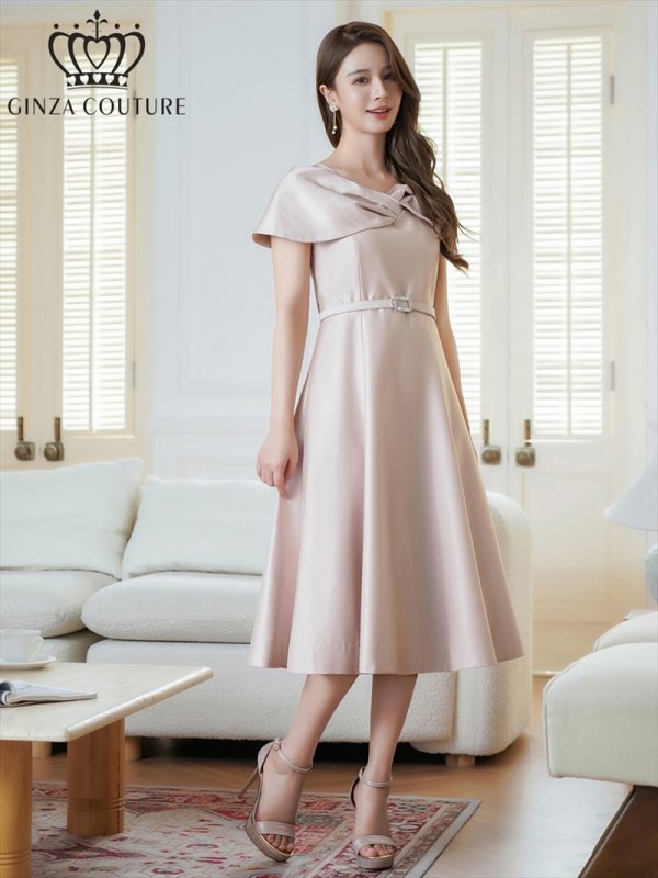 画像14: [送料無料][GINZA COUTURE]ブラック・レッド・ピンク・ケープ風・ベルト・シンプル・Ａライン・ミディアムドレス・ワンピース[即日発送][大きいサイズあり] (14)