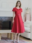 画像12: [送料無料][GINZA COUTURE]ピンク・レッド・ブラック・ケープ風 ・シンプル・Ａライン・ミディアムドレス・ワンピース[即日発送][大きいサイズあり] (12)