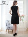 画像3: [送料無料][GINZA COUTURE]ブラック・ホワイト・ノースリーブ・ツイード・スパンコール・ポケット・Aライン・ミニドレス・ワンピース[即日発送][大きいサイズあり] (3)