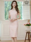 画像2: [送料無料][GINZA COUTURE]ピンク・ブルー・グレー・シンプル・ノースリーブ・ツイード・タイト・膝丈・ミディアムドレス・ワンピース[即日発送][大きいサイズあり] (2)