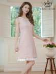 画像8: [送料無料][GINZA COUTURE]ブルー・ピンク・ノースリーブ・ビジューブローチ・ツイード・金糸・裾プリーツ・Aライン・ミニドレス・ワンピース[即日発送][大きいサイズあり] (8)