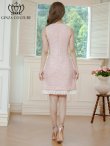 画像9: [送料無料][GINZA COUTURE]ブルー・ピンク・ノースリーブ・ビジューブローチ・ツイード・金糸・裾プリーツ・Aライン・ミニドレス・ワンピース[即日発送][大きいサイズあり] (9)