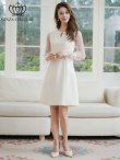 画像11: [送料無料][GINZA COUTURE]ピンク・ホワイト・長袖・シースルー・サマーツイード・ドット・パール・ビジューボタン・Aライン・ミニドレス・ワンピース[即日発送][大きいサイズあり] (11)