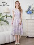 画像1: [送料無料][GINZA COUTURE]パープル・ノースリーブ・花柄・プリント・ボールチェーン・切替・Aライン・ミディアムドレス・ワンピース[即日発送][大きいサイズあり] (1)