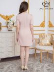画像3: [送料無料][GINZA COUTURE]ピンク・アイボリー・半袖・パール・ラインストーン・Aライン・ミニドレス・ワンピース[即日発送][大きいサイズあり] (3)