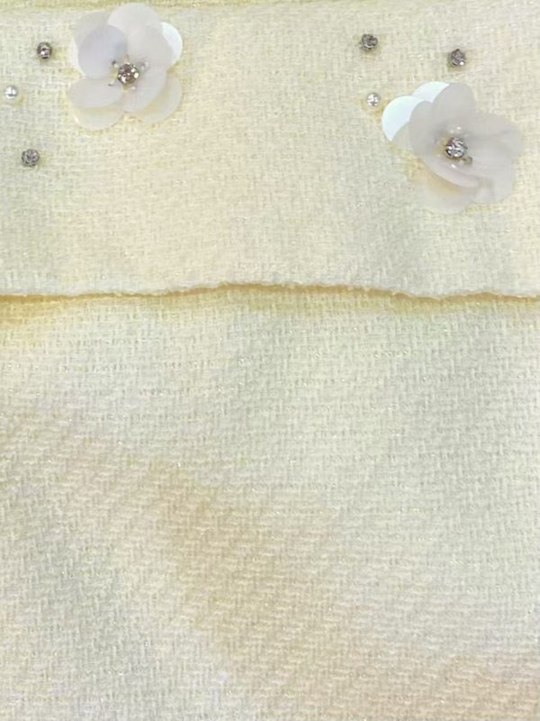 画像6: [送料無料][ERUKEI]ピンク・アイボリー・ワンカラー・スプリングツイード・お花・スパンコール・ビーズ・ノースリーブ・タイト・ミディアムドレス・ワンピース[即日発送][大きいサイズあり] (6)